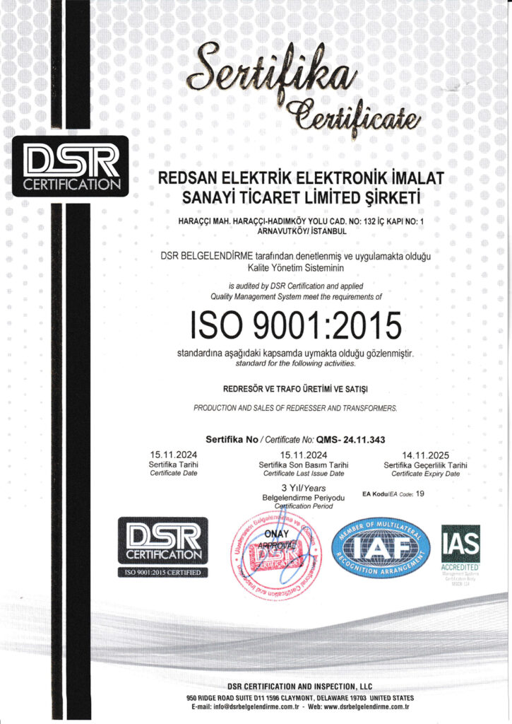 ISO 9001: 2015
BELGESİ